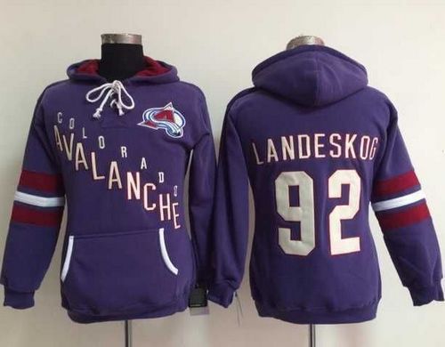 Colorado Avalanche #92 Gabriel Landeskog Purple Women's Old Time Heidi NHL Hoodie - Click Image to Close